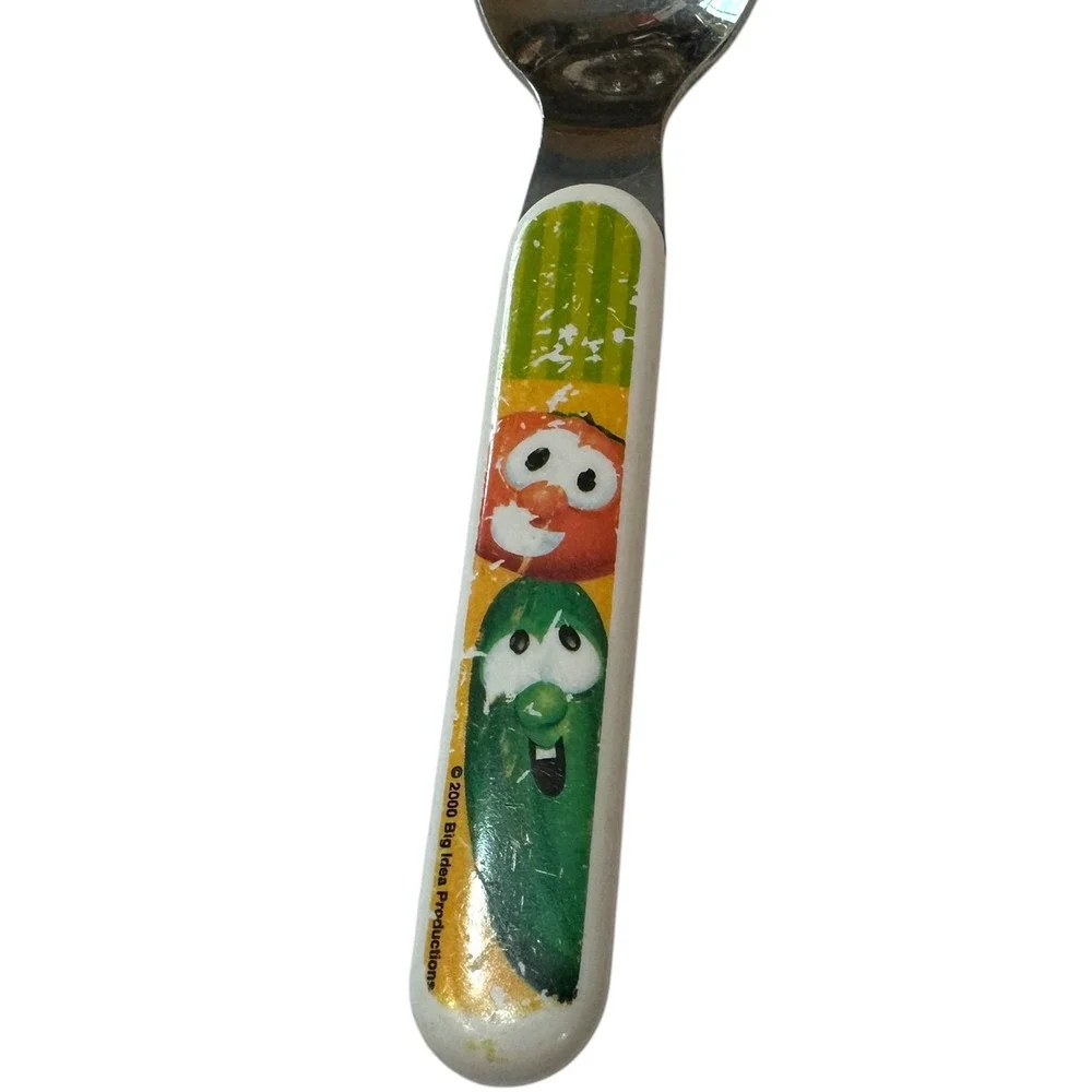 VTG Veggie Tales Baby Spoon Bob & Larry Toddler Spoon‎ 2000 Big Idea Stainless